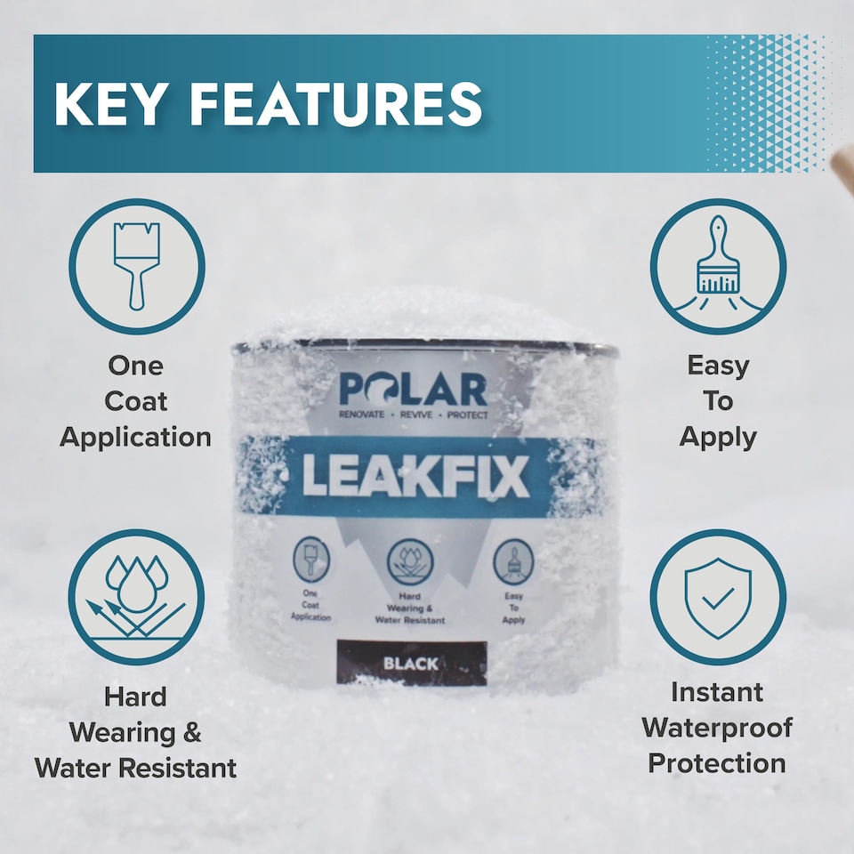 image 1 of Polar Leakseal Waterproof Roof Sealant Paint Instant Leaks Cracks Repair | Clear | Clear | 1 litre