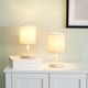image 2 of ValueLights Nelly Pair of Natural Shade with Wooden Base Bedside Table Lamps