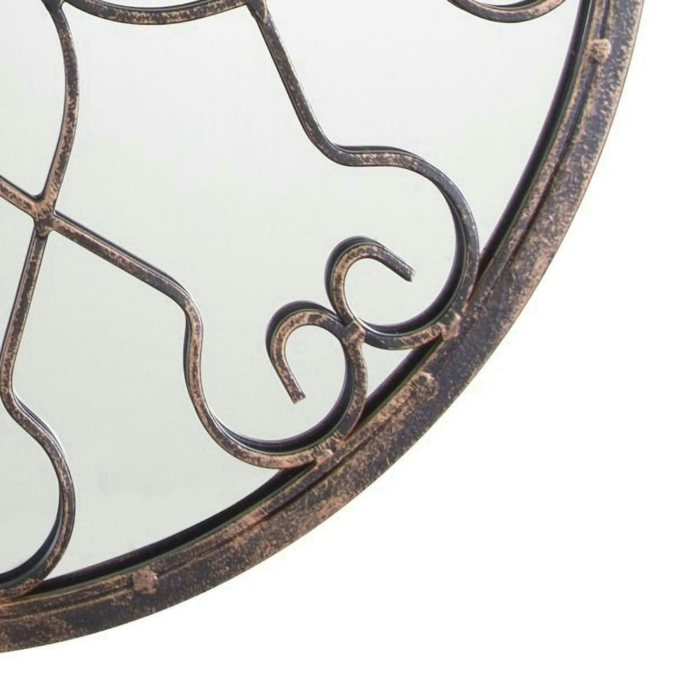 image 1 of Primrose Blossoming Deep Bronze Metal Outdoor Garden Framed Round Mirror