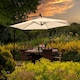 image 3 of Beige 3m LED Cantilever Parasol With Fan Base