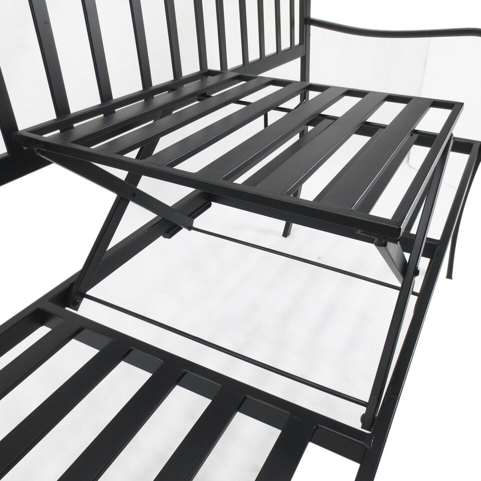image 1 of Outsunny Outdoor Metal Frame 2 Seater Bench Patio Park Garden Seating Chair