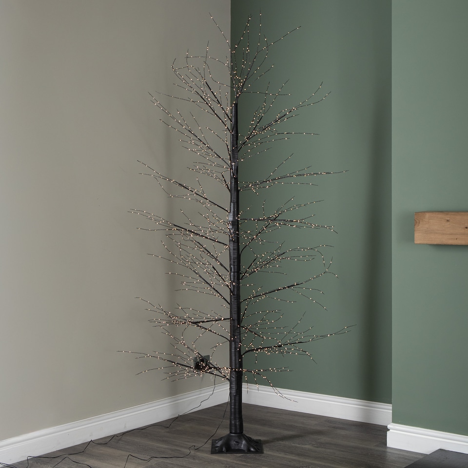 image 1 of 210cm Black Micro Dot Tree w/1600 WW LEDs Remote Control, 8 Functions & Timer
