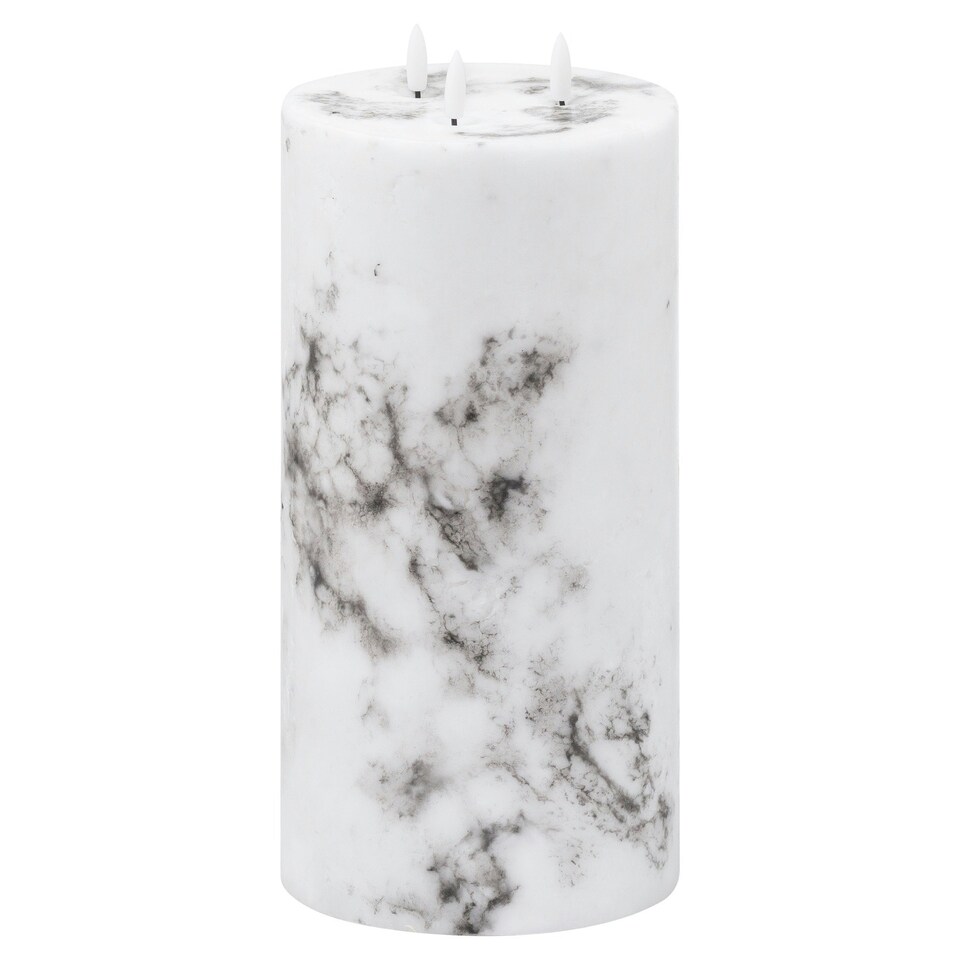image 1 of Hill Interiors Luxe Collection Marble Effect 3 Wick Electric Candle - White/Black - 15cm x 15cm x 15cm