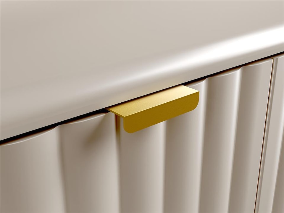 image 1 of Under Sink Bathroom Cabinet Beige Vanity Unit 600mm Worktop Fluted Ribbed Oren