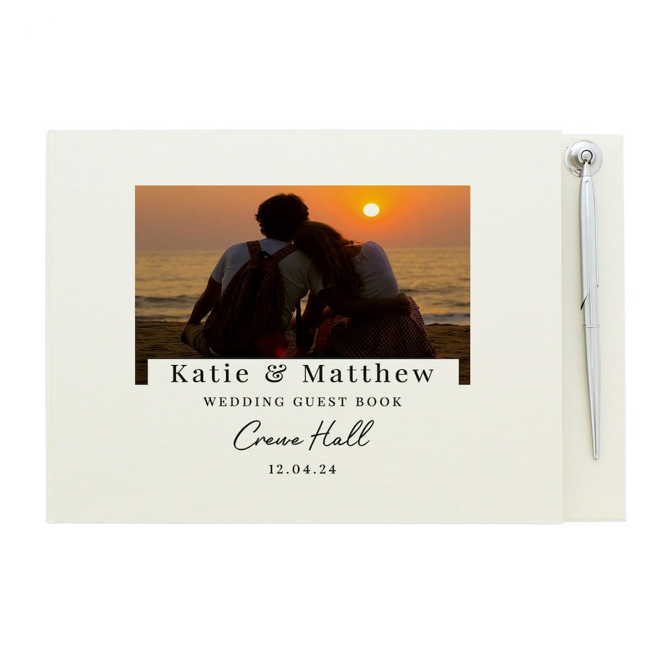 image 1 of Personalised Photo Upload Hardback Guest Book & Pen