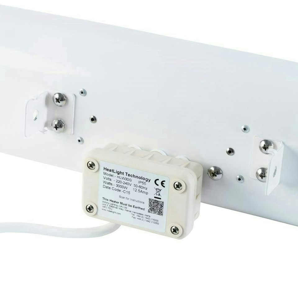 image 1 of 3kW Dual Wall Mounted Quartz Halogen Bulb Electric Infrared Patio Heater in White