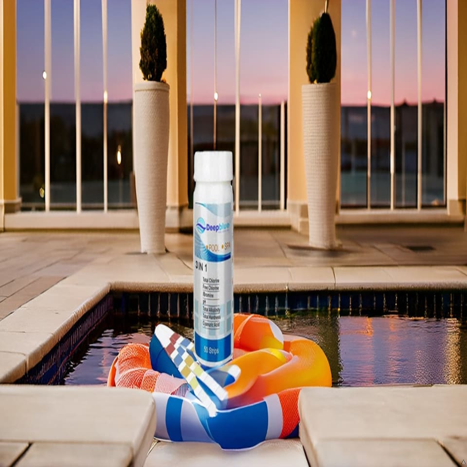 image 1 of Deep Blue Pro - 4-Way Chlorine/Bromine Test Strips 50 Strips Chlorine Bromine PH TA