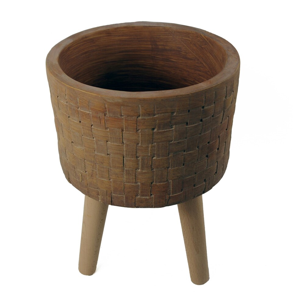 image 1 of 36cm x 25cm Woven Effect Composite Large Planter Brown