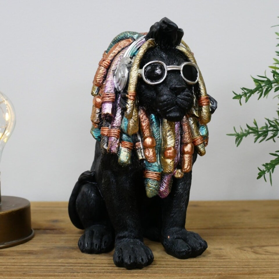 image 1 of Gifts Direct 2 U Black Lion With Dreadlocks Ornament Black