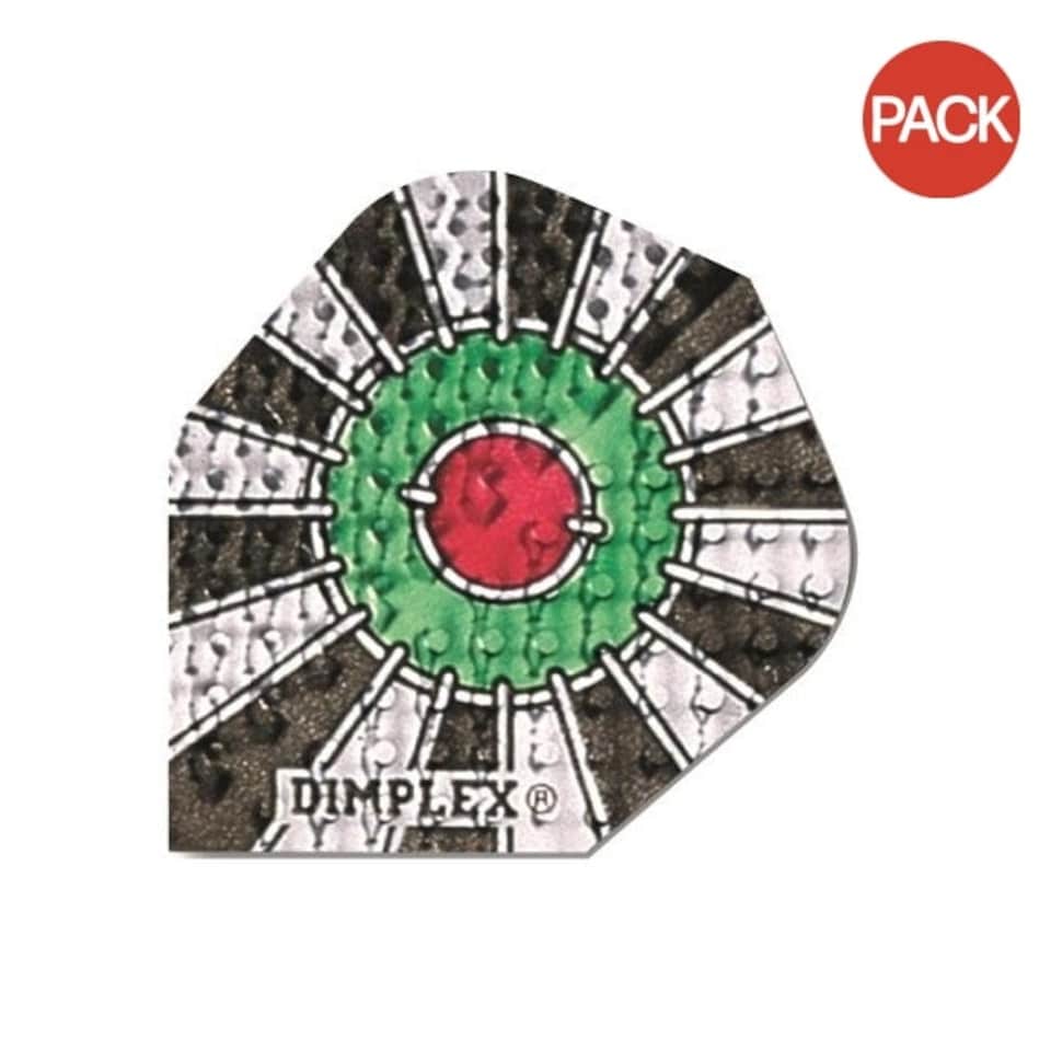 Harrows Dimplex Bullseye Dart Flights (Pack of 3) - Black/White/Green - One Size