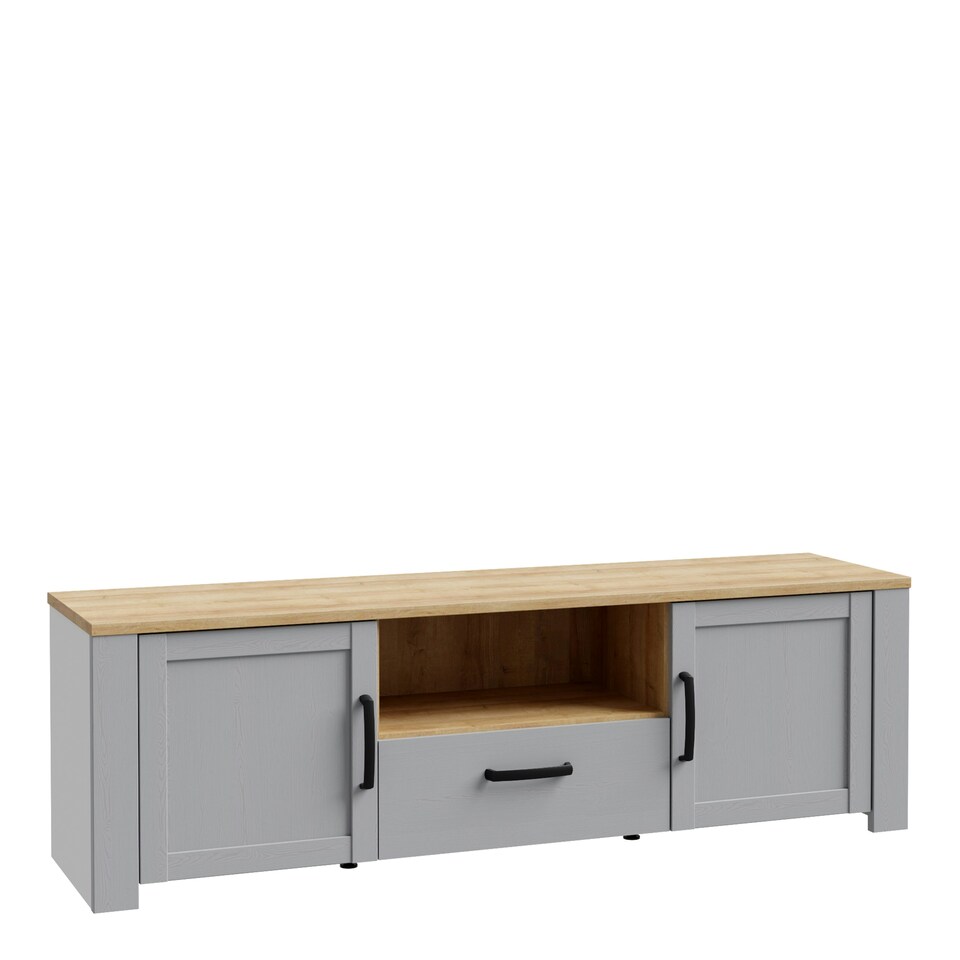 image 1 of Bohol 2 Door 1 Drawer TV Unit in Riviera Oak/Grey Oak
