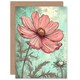 image 1 of Cosmos Flower Soft Pink Teal Watercolour Mum Card