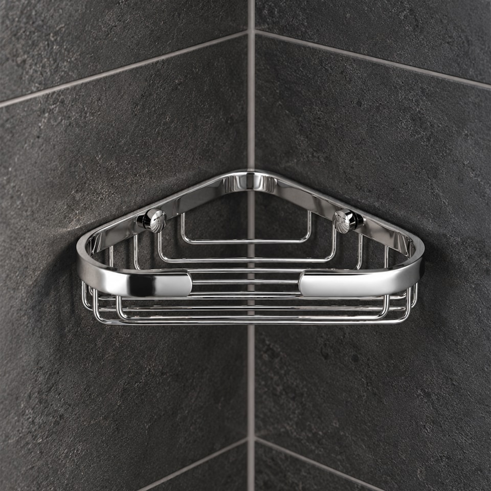 image 1 of Showerdrape Clasico Wall Mounted Stainless Steel Chrome Small Basket | Silver | 1