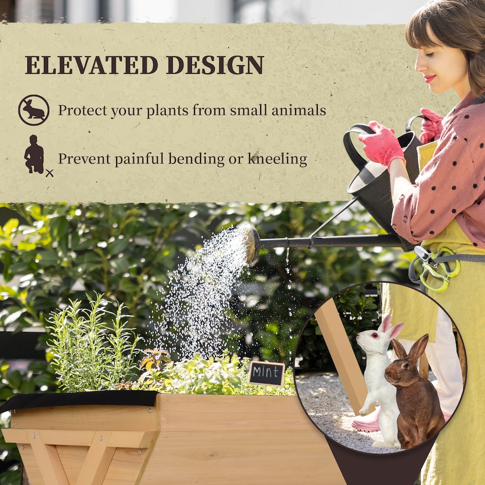 image 1 of Outsunny Wooden Planter Raised Bed Stand Vegetable Flower Bed
