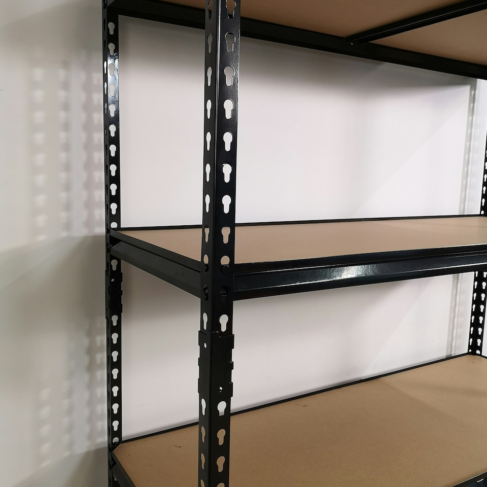 image 1 of Garage Shelving 122cm Wide & 183cm High Heavy Duty 5 Tier Multipurpose Metal Racking Unit / Warehouse Shelving Storage in Black