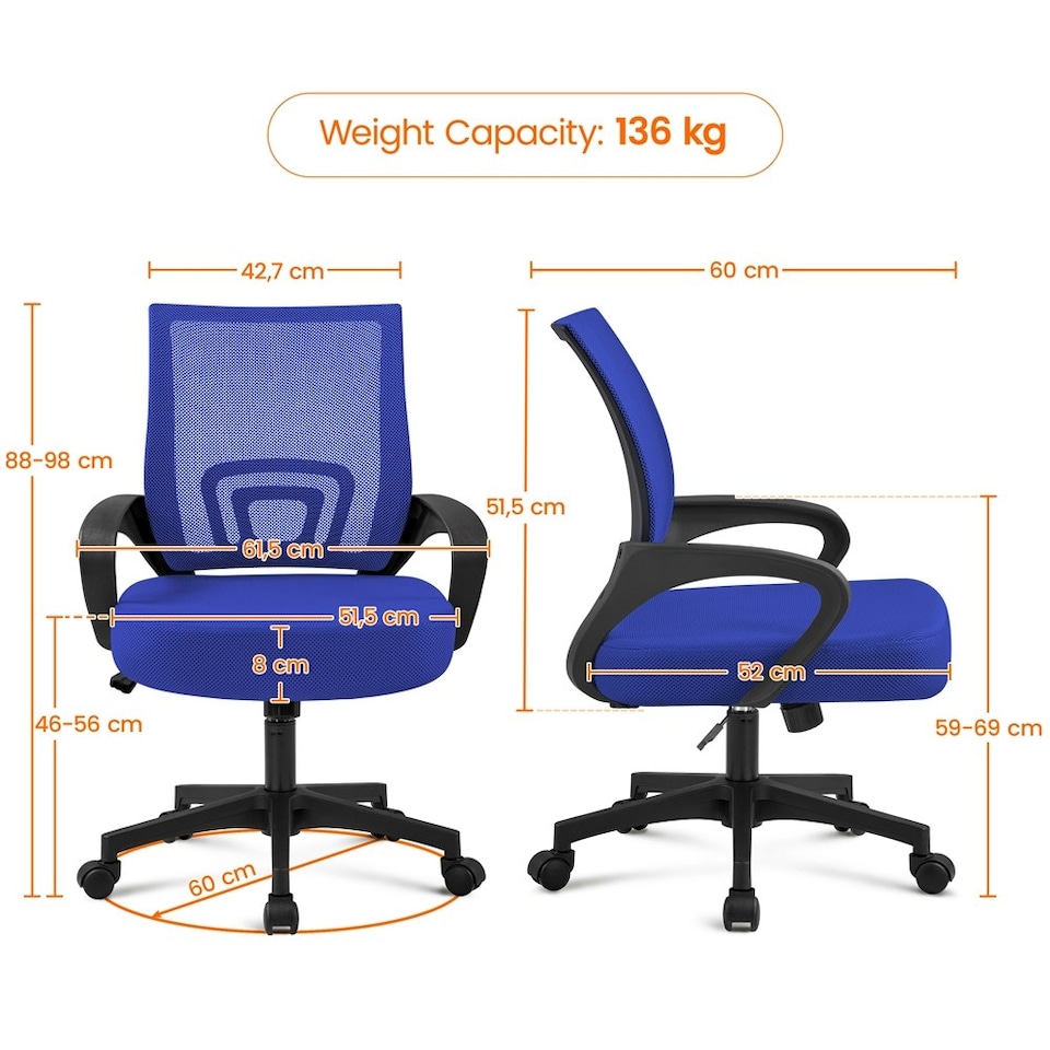image 1 of Yaheetech Ergonomic Mesh Office Chair Mid-Back Height