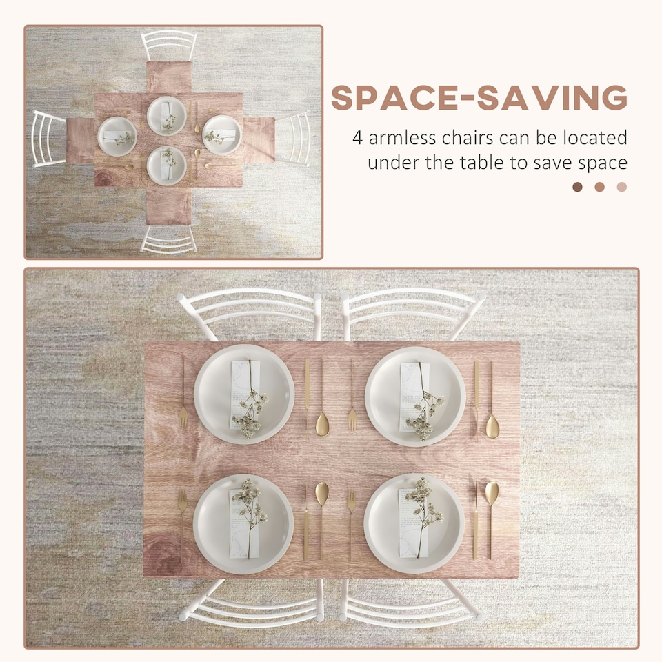 image 1 of HOMCOM 5 Piece Dining Table and Chairs Set, Space Saving Table