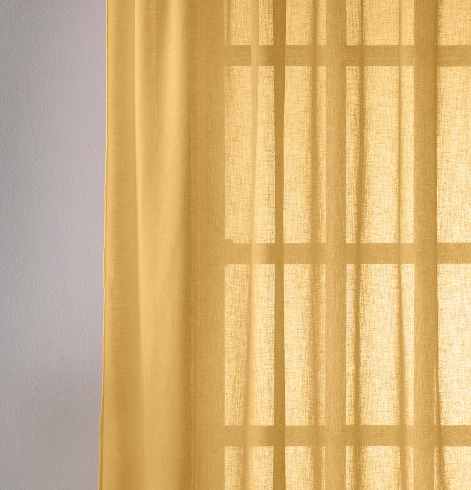 image 1 of Eden Ochre 100% Recycled Plain Voile Panel - Pair 140 x 122 cm (55x48")
