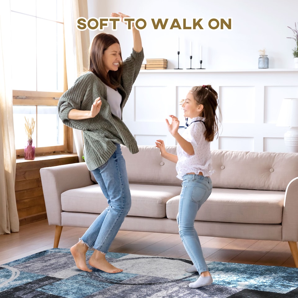 image 1 of HOMCOM Blue Geometric Rug, Modern Area Rugs Large Carpet for Living Room, Bedroom, Dining Room, 160x230 cm