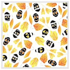 Autumn leaves & halloween skulls (Picutre Frame) White | L