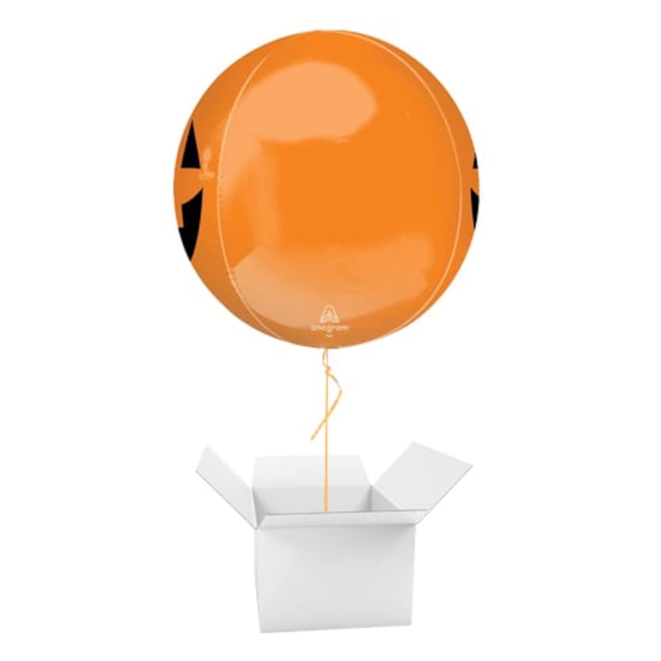 image 1 of Haunted Manor Orange Pumpkin Halloween Orbz Foil Helium Balloon - Inflated Balloon in a Box