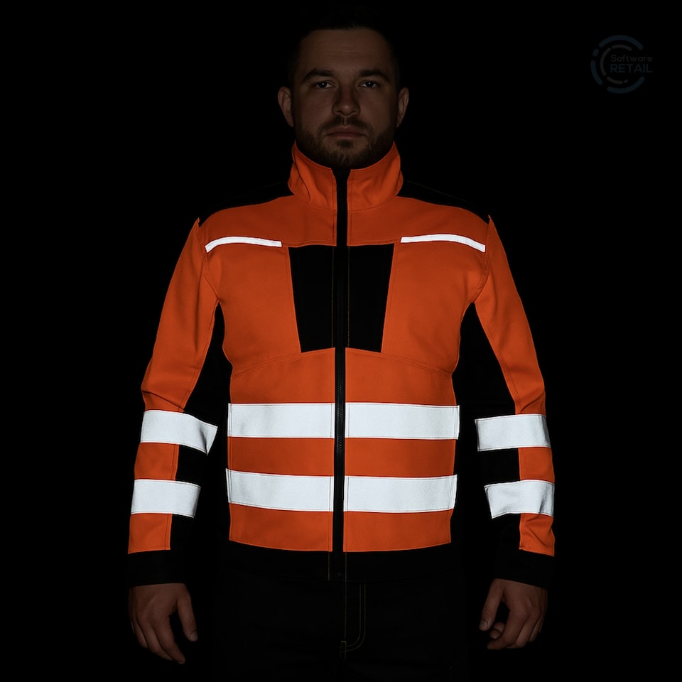 image 1 of 30UK ArtMas FLASH Hi Vis Orange Work Jacket for Men Waterproof Windproof Durable with Reflective Strips and Adjustable Fit