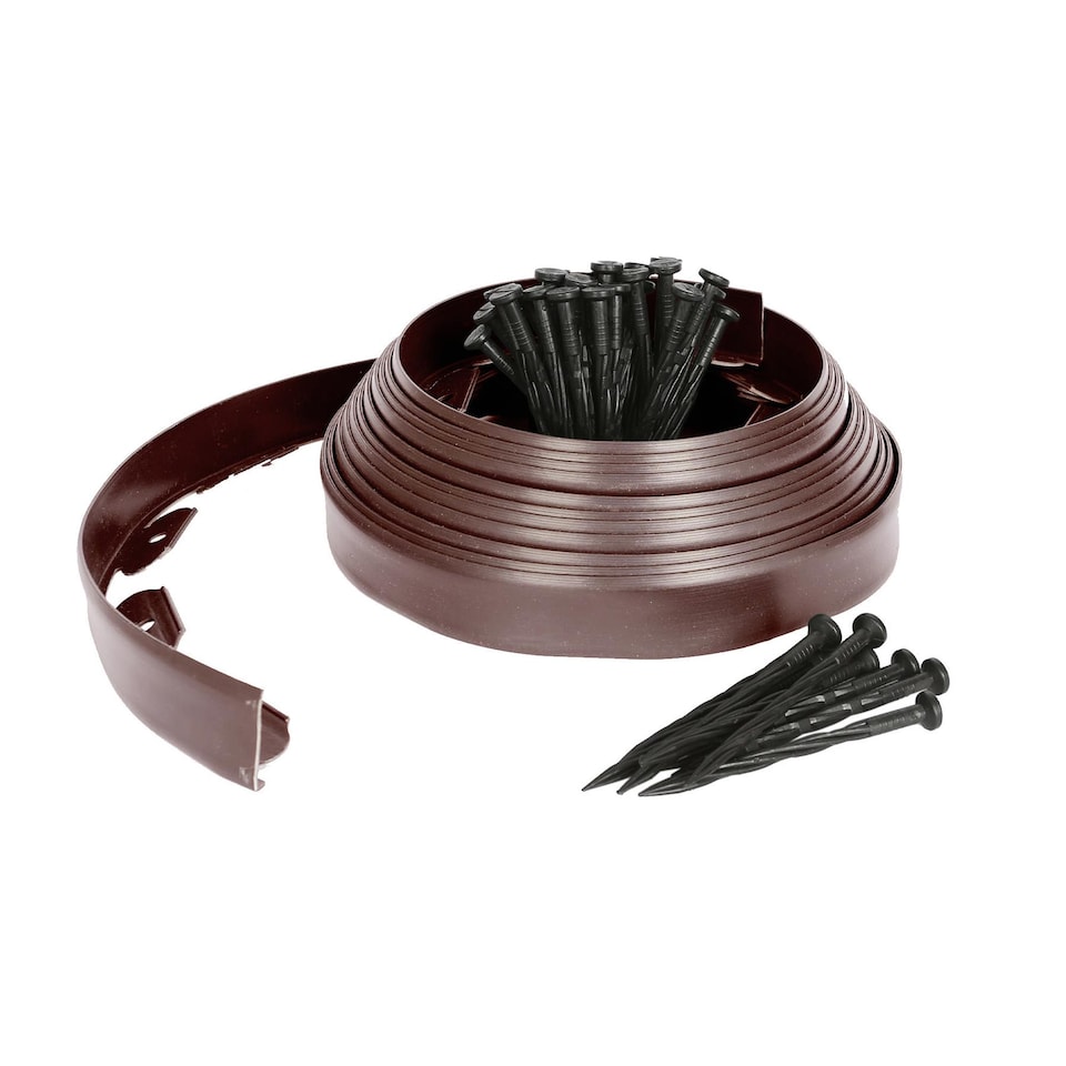 image 1 of Harbour Housewares Flexible Plastic Lawn & Path Edging - 10m x 4cm - Brown | Brown | Brown | 1