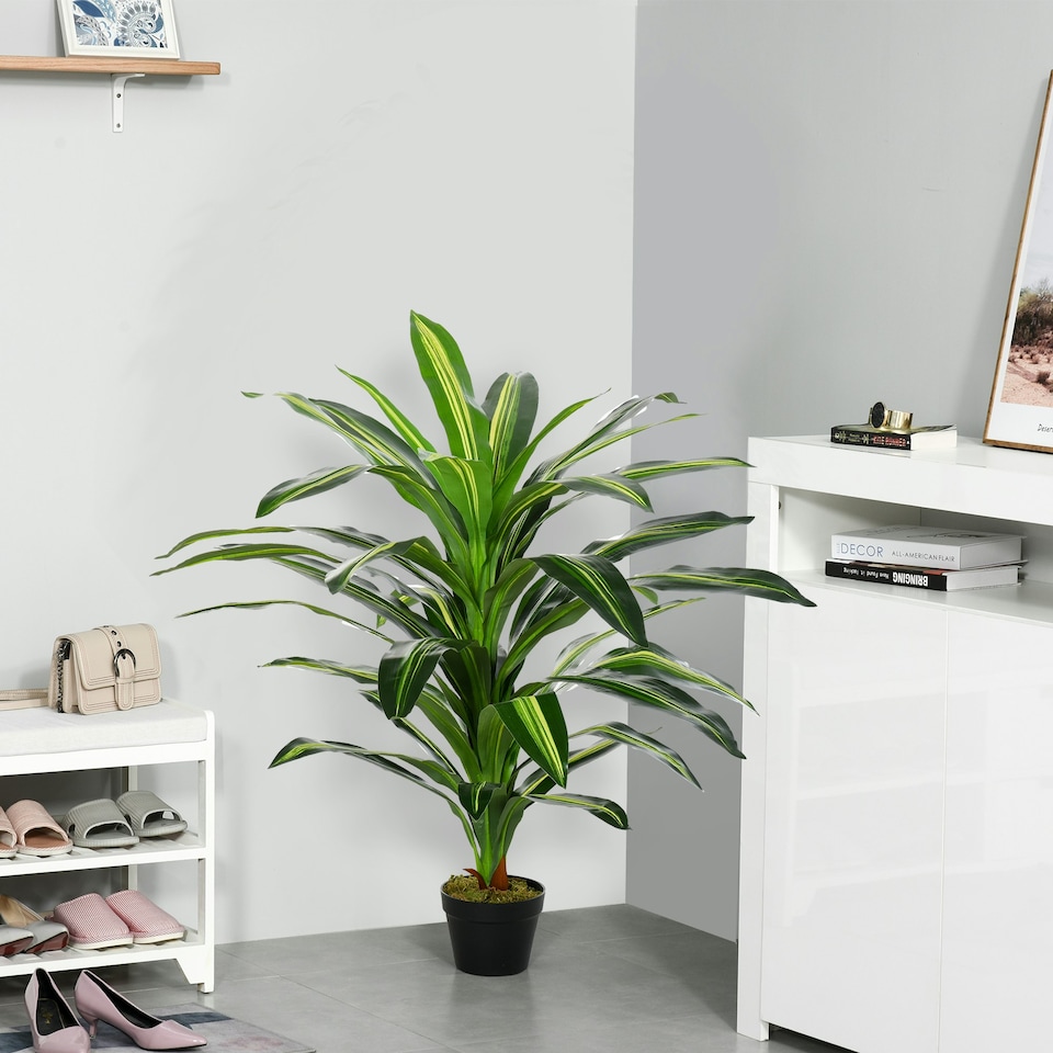 image 1 of Outsunny 110cm/3.6FT Artificial Dracaena Plant Fake Tree Potted Home Office