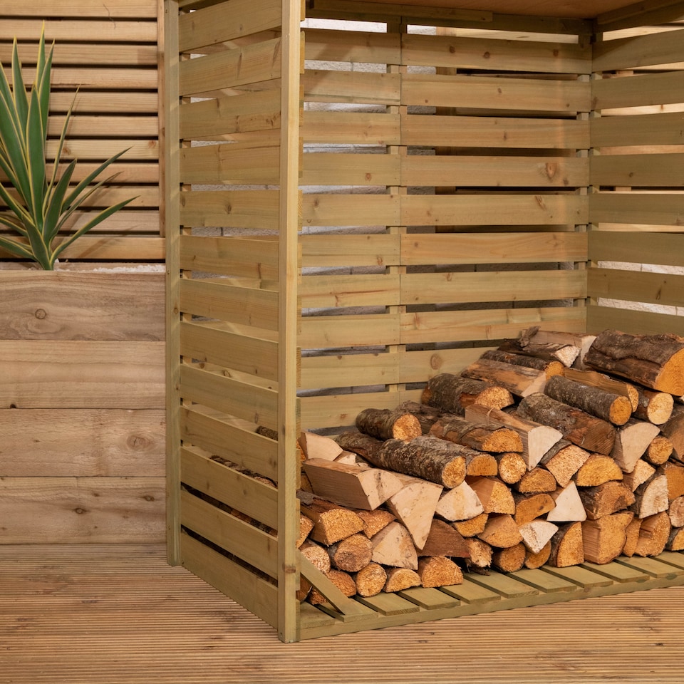 image 1 of 123cm x 115cm Large Wooden Outdoor Garden Patio Log Store Shed