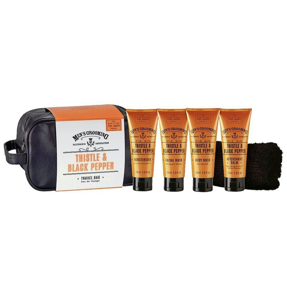 Scottish Fine Soaps Company Men's Body Grooming Travel Bag Thistle & Black Pepper
