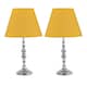 image 1 of Set of 2 Chrome Table Lamps with Decorative Stem and Ochre Shades Chrome | Red