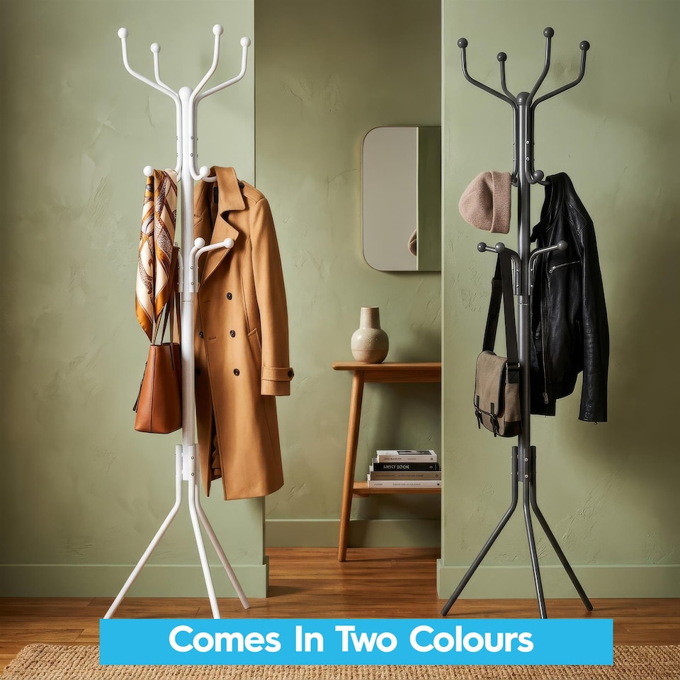 image 1 of Harbour Housewares Free-Standing Steel Coat Rack - White | White | White | One Size