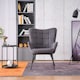 image 5 of Vera Fabric Occasional Living Room Modern Accent Chair with Footstool (Charcoal)