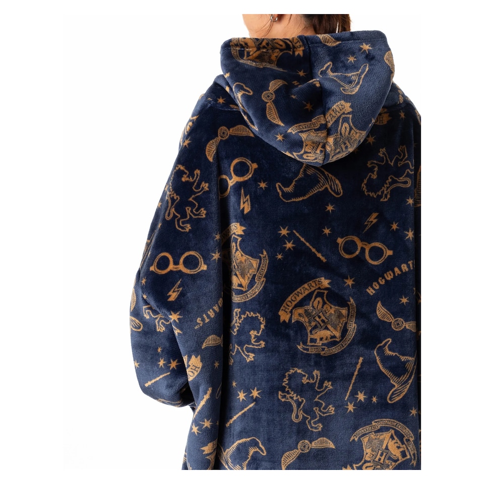 image 1 of Harry Potter Womens/Ladies Embroidered Logo Blanket Hoodie | Blue | Blue | One Size | 1