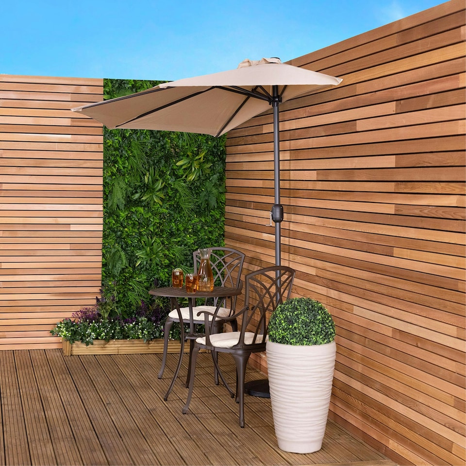 image 1 of Charles Bentley 2.7m Metal Garden Balcony Umbrella With Crank Function - Beige
