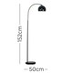 image 3 of ValueLights Curva Black Floor Lamp With Gloss Black Metal Dome Shade Black