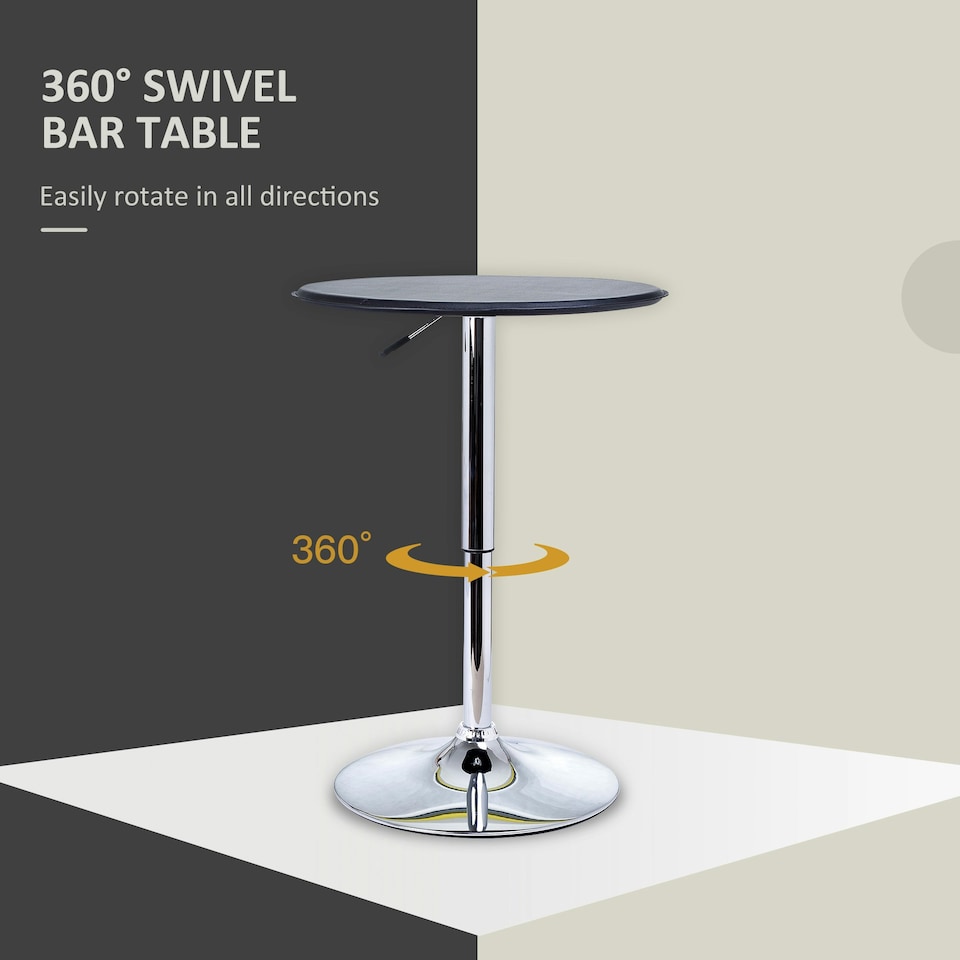 image 1 of HOMCOM Round Bar Table, Swivel Bistro Table with Adjustable Height