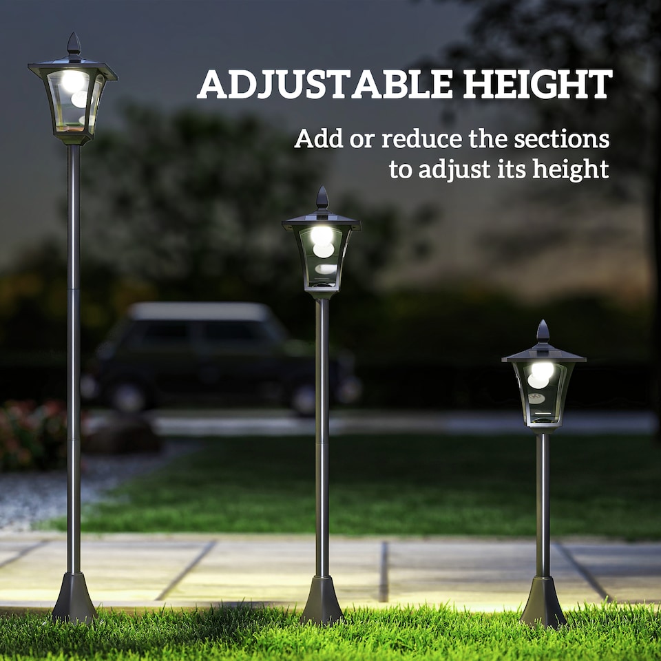 image 1 of Outsunny Outdoor Garden Solar Light with Base IP44 Optical Control Dimmable