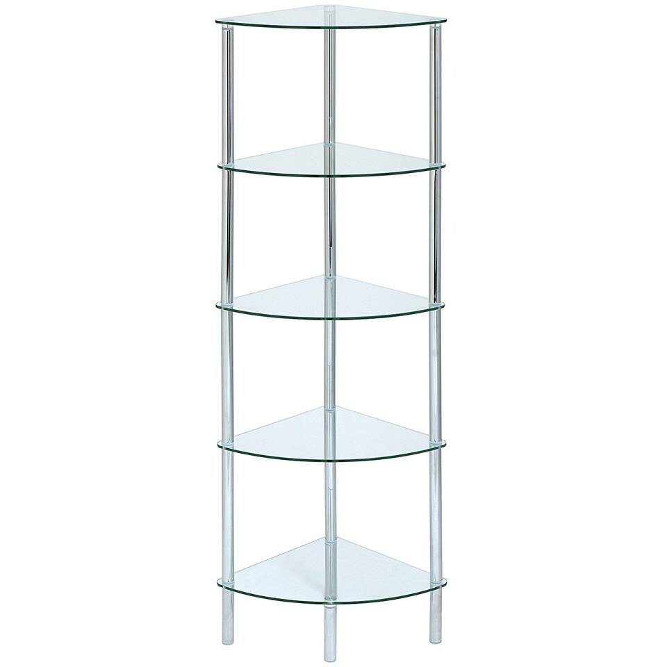 image 1 of 5-Tier Clear glass corner rack-Polo 5Tier Display Glass Unit/Bathroom Rack
