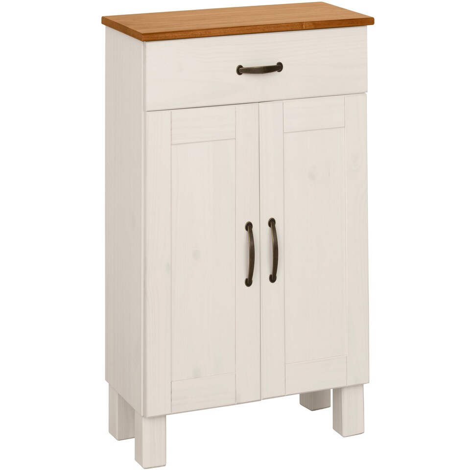 image 1 of Alby Cabinet with 2 Doors - 1 Drawer White/Honey | White | White/Honey