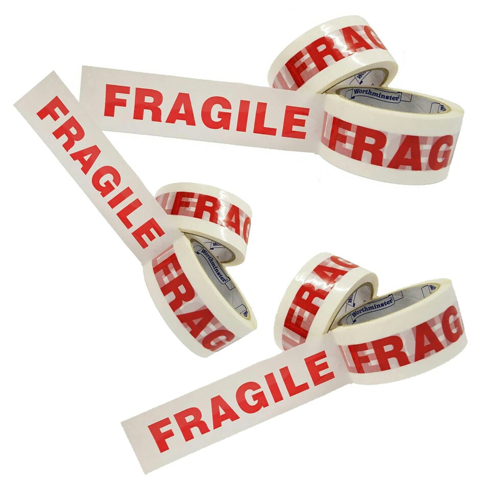 image 1 of 36 Rolls of Fragile Printed 50mm x 66m Strong Sticky Packaging Parcel Tapes