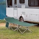 image 1 of Outsunny Single Person Camping Bed Folding Cot Outdoor Patio Portable Military Sleeping Bed Travel Guest Leisure Fishing with Side Pocket and Carry Bag - Green