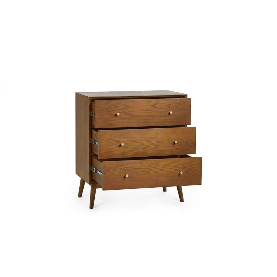 image 1 of Cherry Ash Wood Veneer Chest of Drawers - 3 Drawers