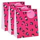 image 1 of Multipack of 3 Medium Gift Bags | Party Bags for Presents | Birthdays | For Her/Friend | Pink Animal Print Design