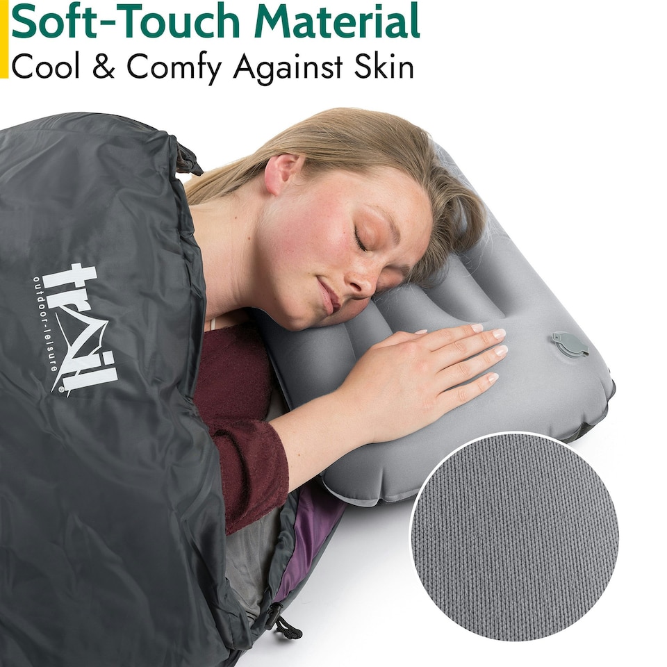 image 1 of Deluxe Inflatable Camping Pillow - Grey