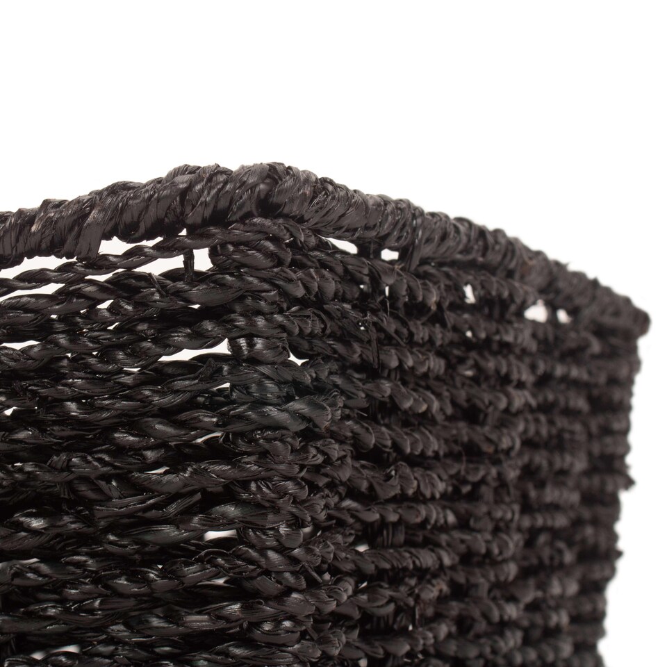image 1 of Small Black Paper Rope Tray | Black | Black | Small