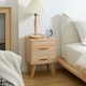 image 2 of HOMCOM Bedside Cabinet, Nordic Bedside Table with 2 Drawers Wood Legs, Natural