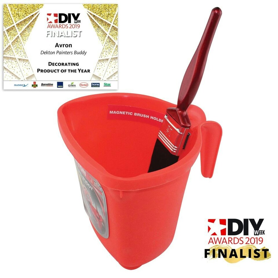 image 1 of Dekton Painters Buddy Decorate Paint Caddy Bucket Magnetic Brush Holder 1L