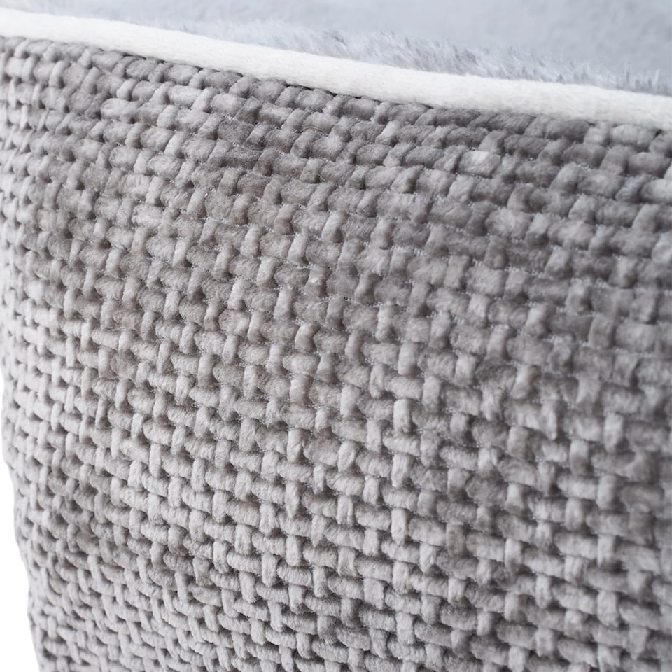 image 1 of Living and Home Linen Woven Pet Bed with Anti-Slip Bottom for Cats & Dogs | Grey | S