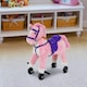 image 2 of HOMCOM Wheeled Rocking Horse Ride on Rocker Children Riding Toy Plush Pink Sound